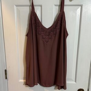 Torrid Brown Lace Trim Tank Top